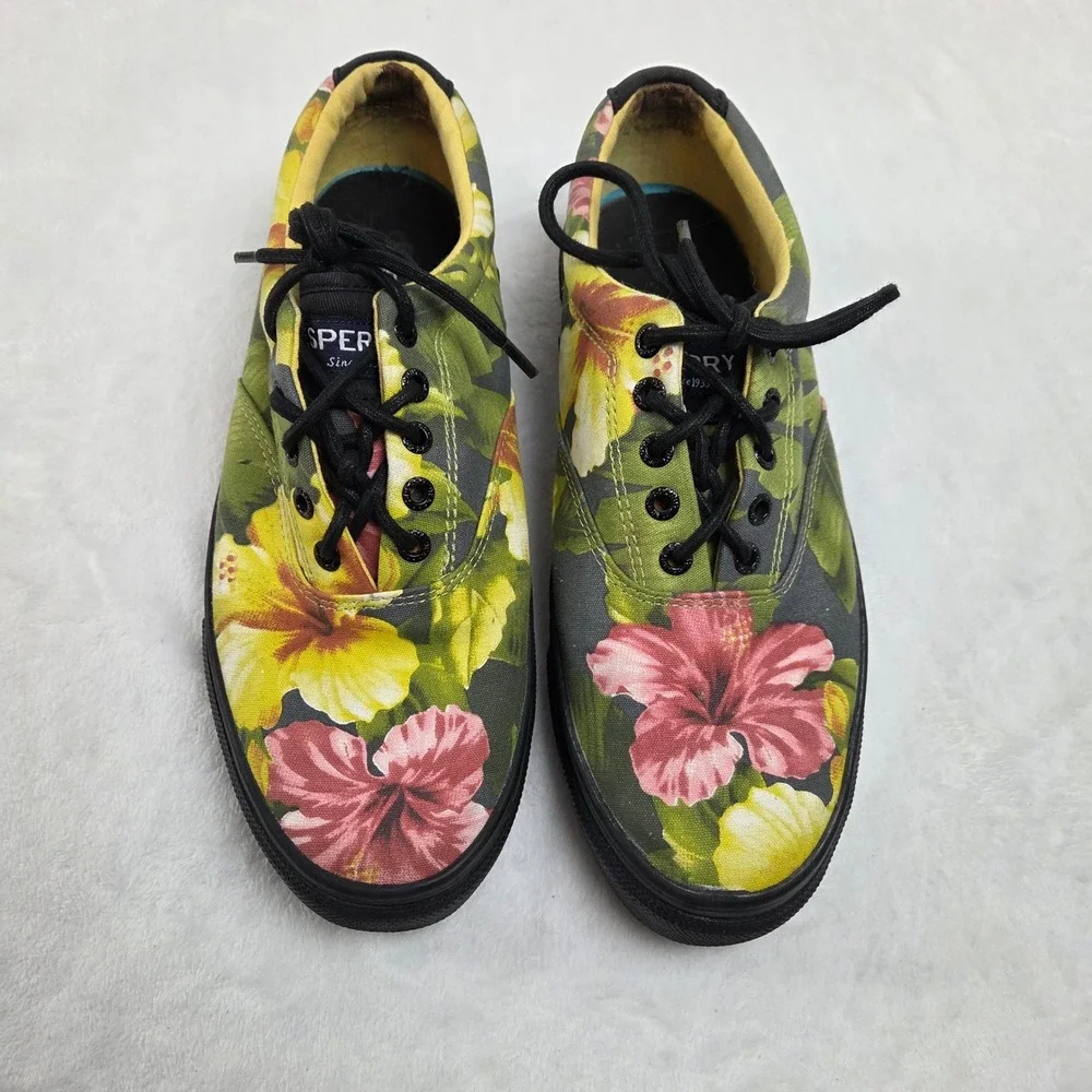 Sperry Top-Sider Men 10 Hibiscus Floral CVO Canvas Sneakers Multicolor‎ Tropical